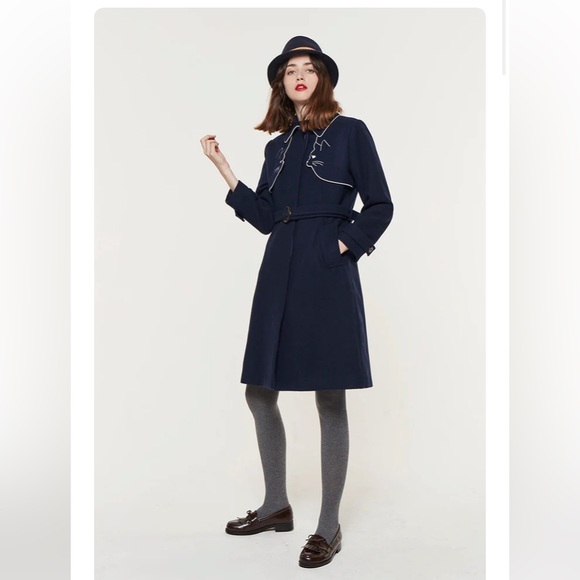 NWT Miss Patina Ailurophile Wool Trench Coat - M - UK SZ10 - Picture 3 of 11